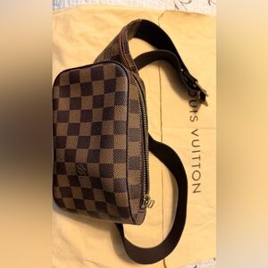 Louis Vuitton Damier Ebene Geronimo Brown Belt /crossbody bag.